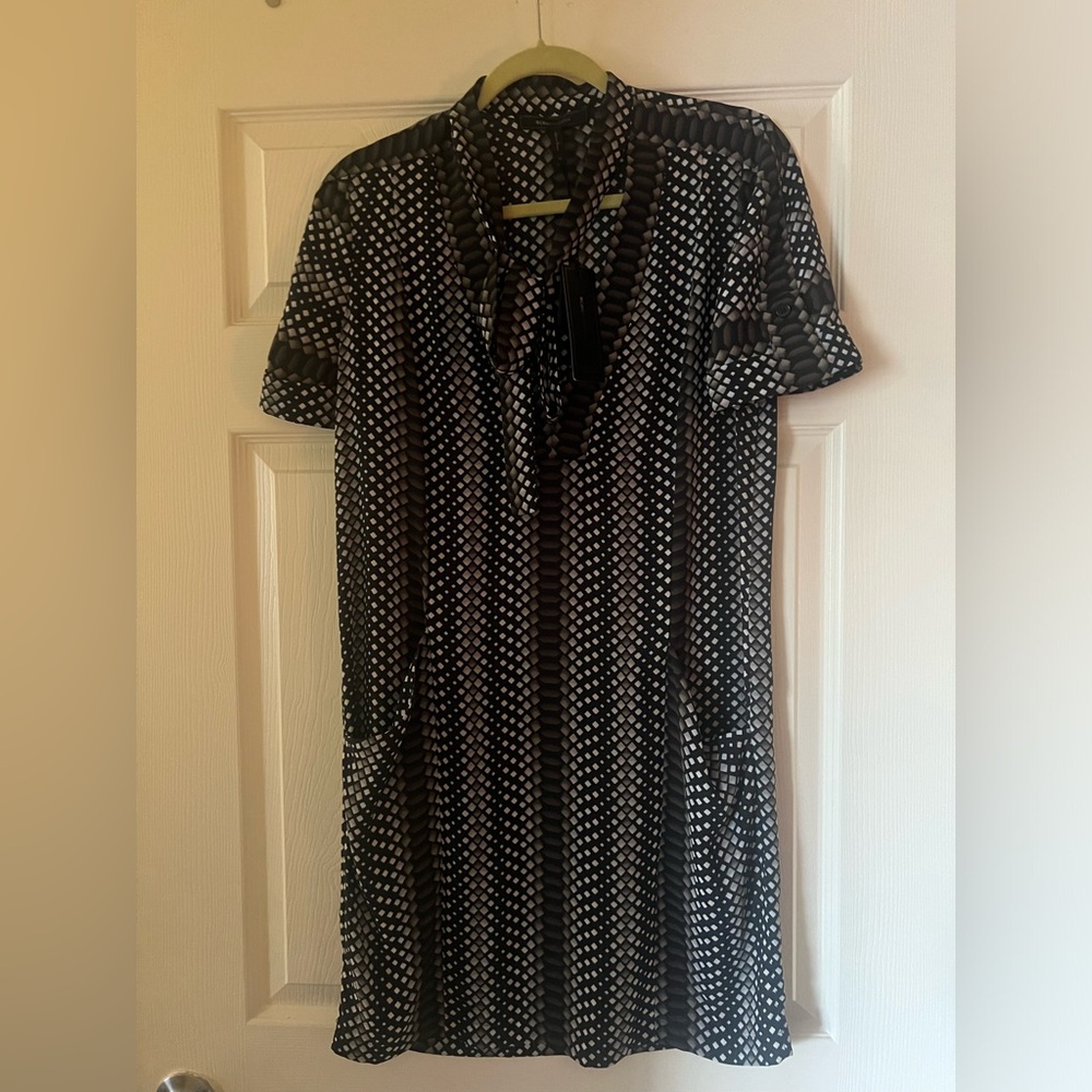 BCBG Black and White Patterned Dress
